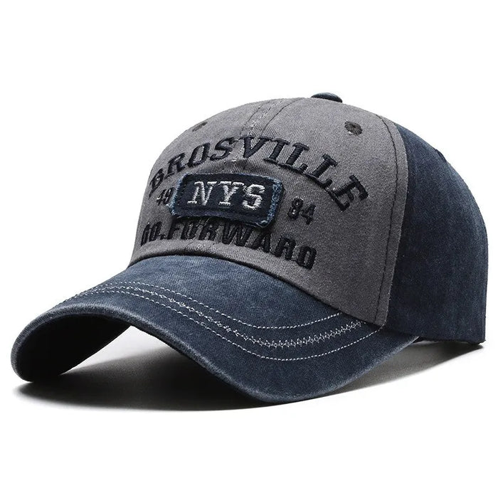 Four Seasons Casual Distressed Washed Cotton Letter Embroidered Cap For Men