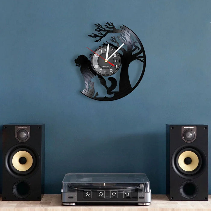 Dog Silhouette Vinyl Record Wall Clock