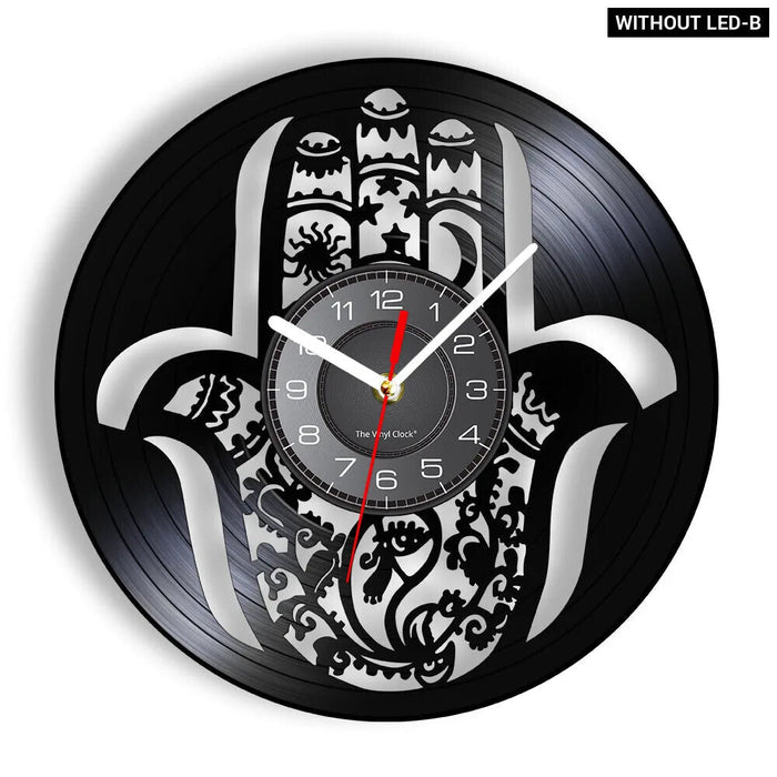 Kabbalah Hamsa Hand Vinyl Record Wall Clock