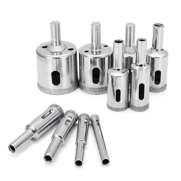 10 Diamond Coated Drill Bits Set Hole Saw Kit Tile Marble Glass Ceramic Power Tool Accessories