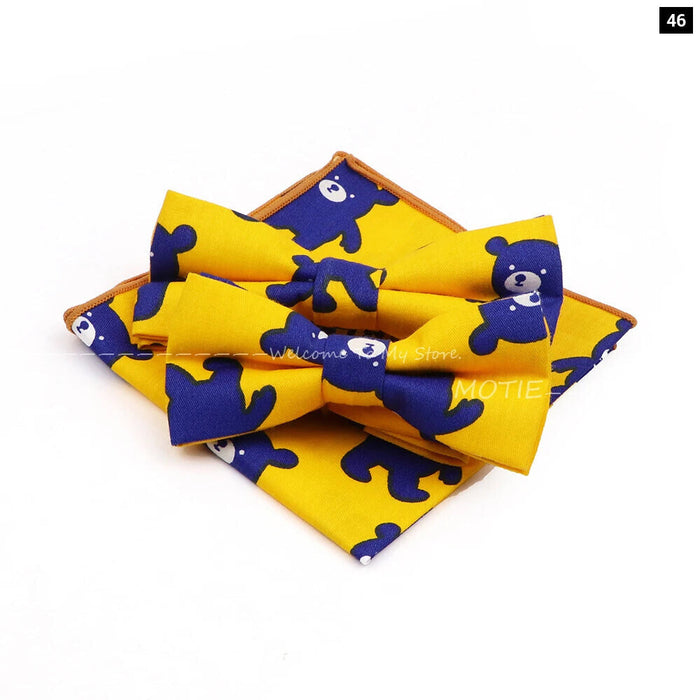 Colourful Cotton Bowtie Set For Parties And Gifts