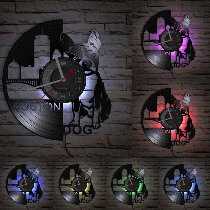 French Bulldog Vinyl Record Wall Clock