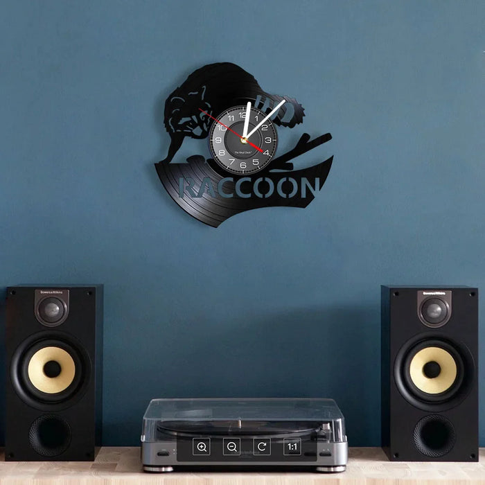 Raccoon Vinyl Record Wall Clock