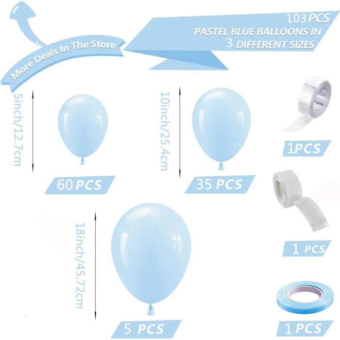 The Garland Set Consists Of 103 Matte Light Blue Latex Balloons Suitable For Engagement Valentine'S Day Birthday Decorations