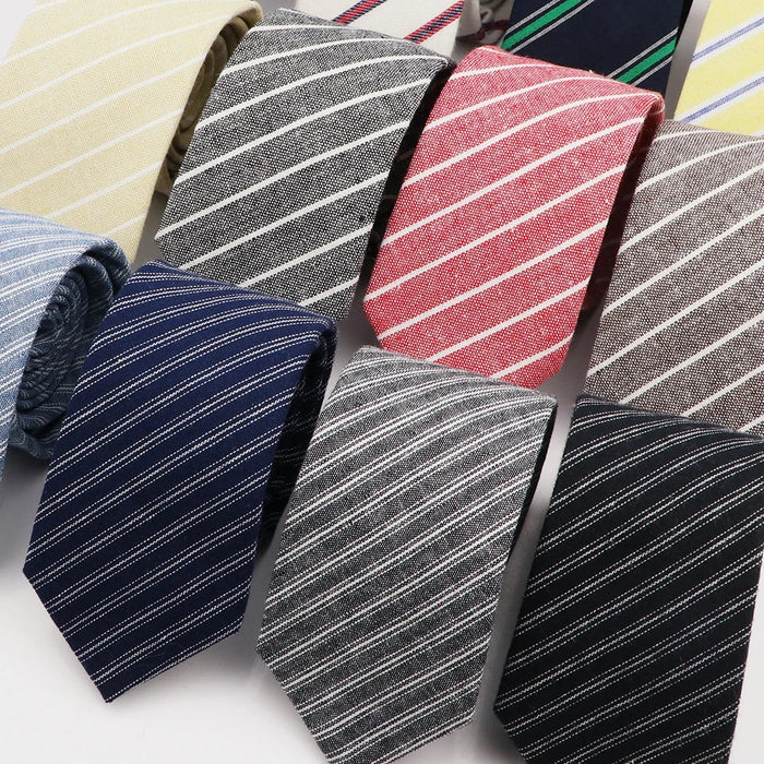 Classic Striped Cotton Necktie For Business And Weddings