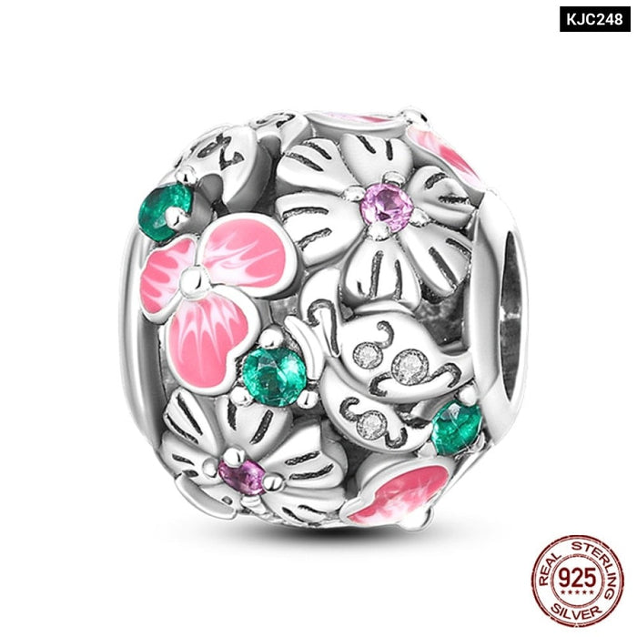 Fit Pandora 925 Original Bracelet 925 Sterling Silver Flower Bird Series Charms Beads For Women DIY Jewelrys Making