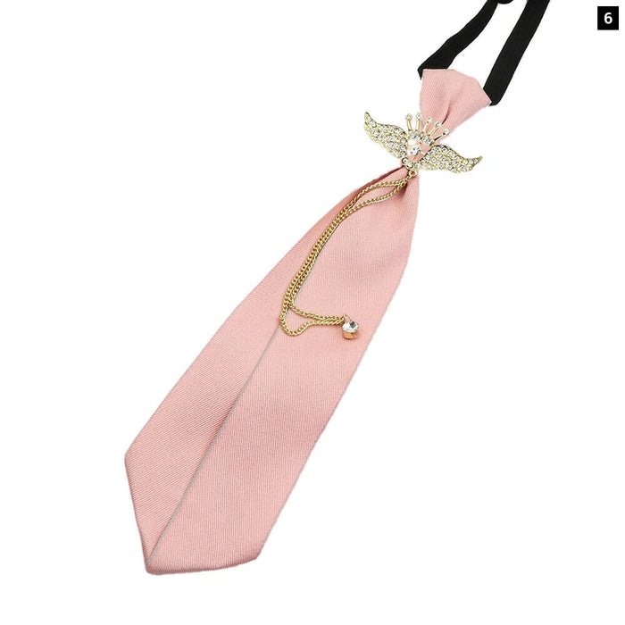 2 Pcs Pink Sage Green Ribbon Brooch Tie Set For Men Women And School Uniforms