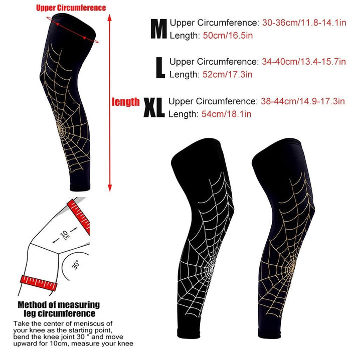 1 Piece Spiderweb Pattern Leg Compression Knee Sleeve For Cycling Running Basketball Football