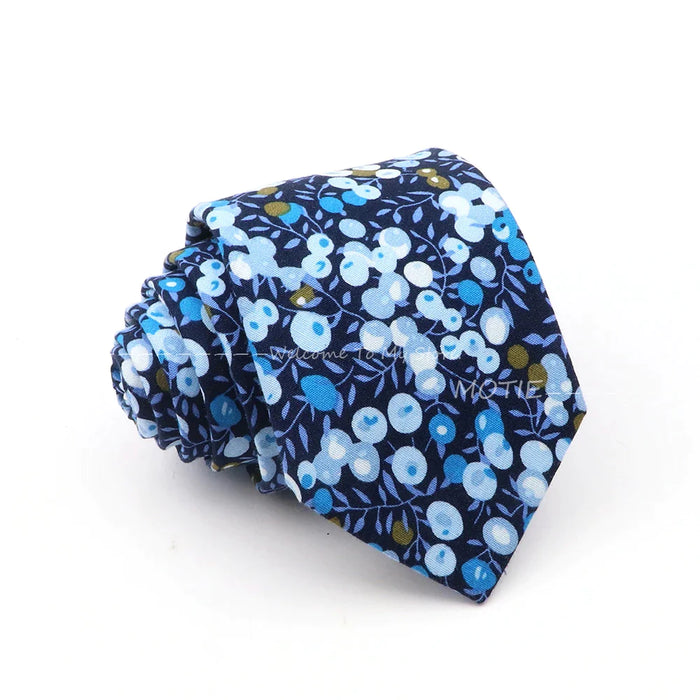 Blue Floral Cotton Ties For Weddings Business And Daily Wear