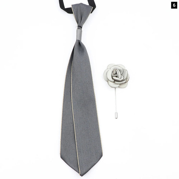 Handmade Ties And Flower Brooch Set And Elegant For Weddings And Business