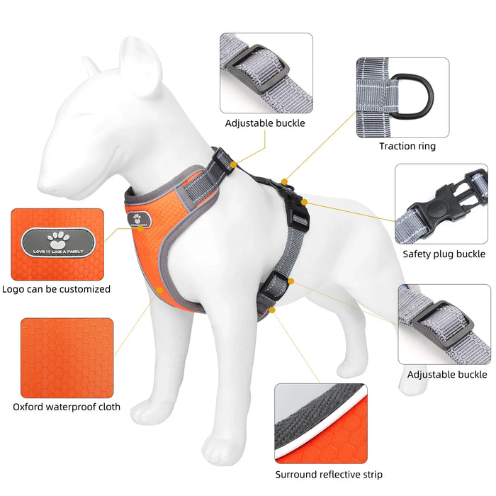 Reflective Rainproof Dog Harness For Small And Large Breeds