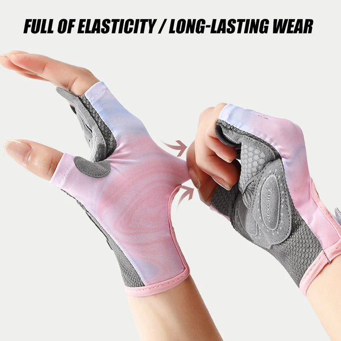 1 Pair Thin Breathable Non-Slip Half Finger Cycling Gloves For Women