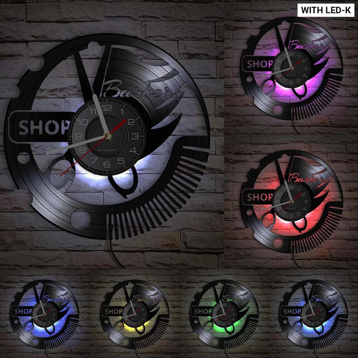 Barber Shop Vinyl Record Wall Clock