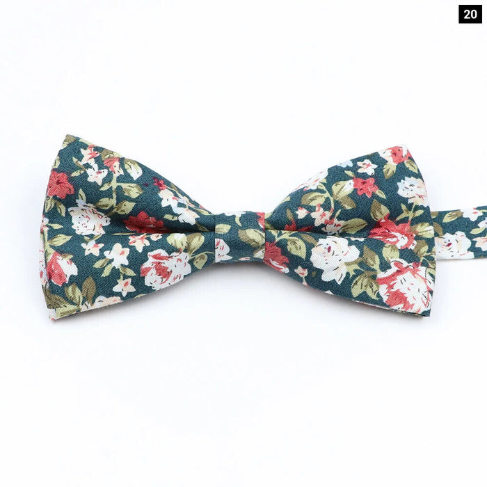 Colourful Floral Bow Ties Fashion Cotton Print For Mens Wedding And Business Suits