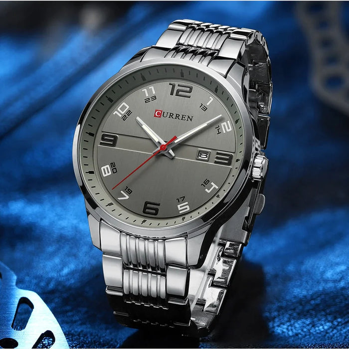 Stainless Steel Quartz Watches Casual Business Wristwatches For Men Luminous Hands Clock