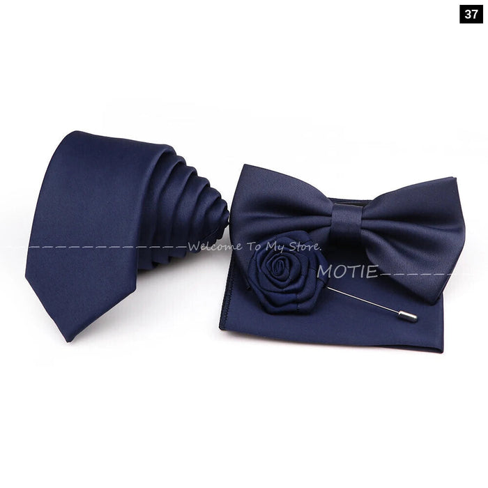 Mens Tie Set Solid Colour For Business And Weddings