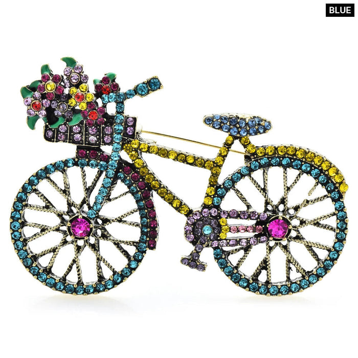 Bicycle Brooch 2 Colour Flower Bike Pin