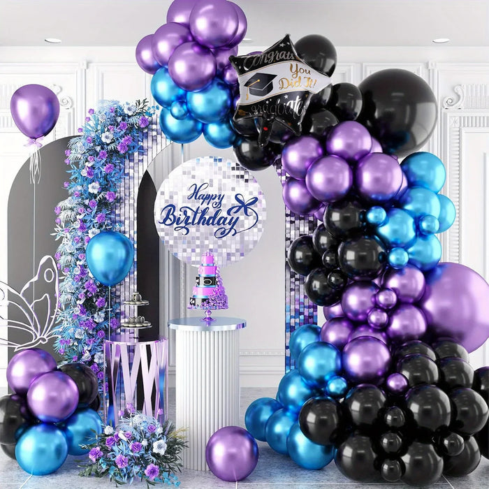 149Pcs Black And Silver Balloon Arch Wreath Set Birthday Shower Graduation Wedding Birthday Party Anniversary Decoration