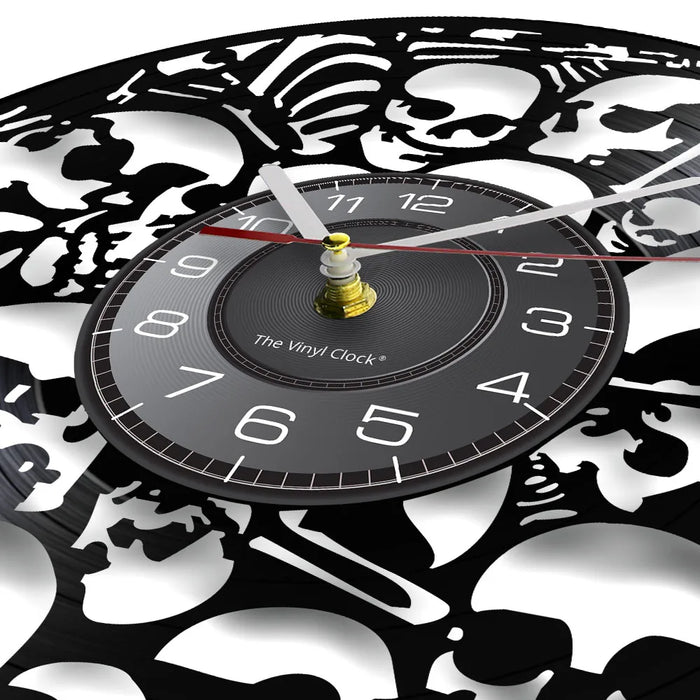 Vinyl Record Wall Clock With Skulls