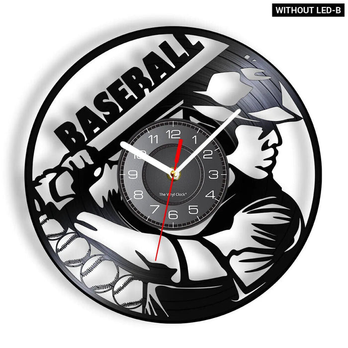 Baseball Player Vinyl Record Wall Clock