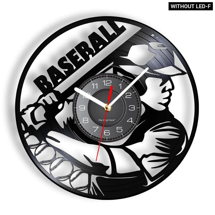 Baseball Hitter And Catcher Vinyl Record Wall Clock