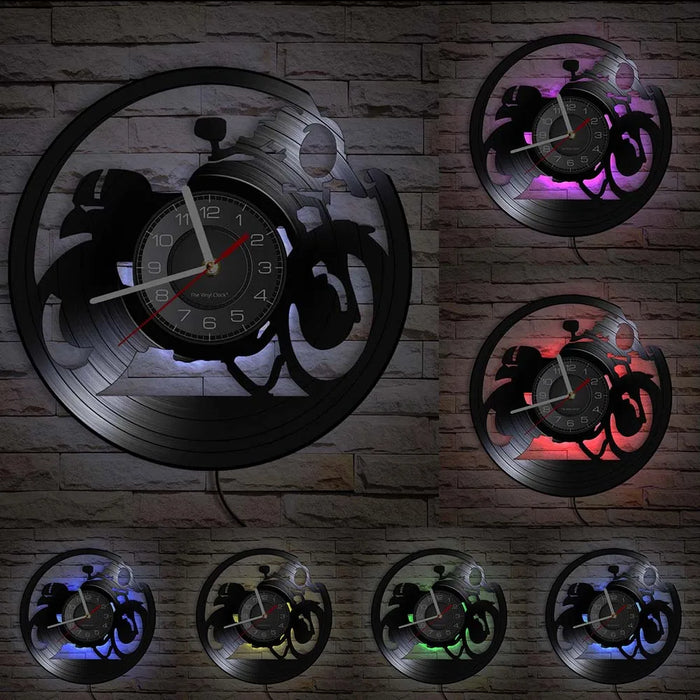 Vinyl Record Cafe Racer Wall Clock