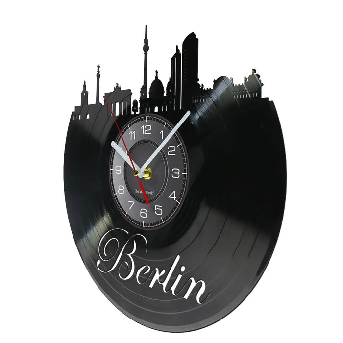 Berlin Skyline Vinyl Record Clock