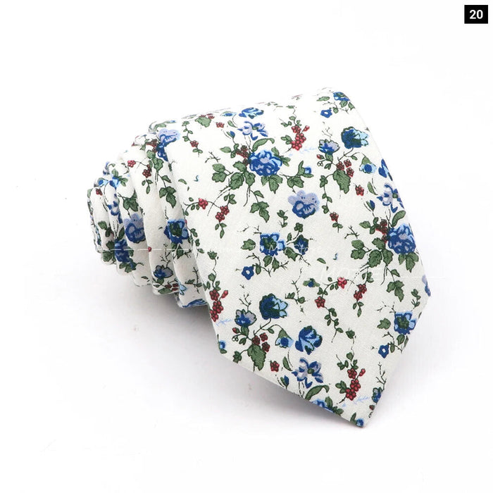 Blue Floral Cotton Ties For Weddings Business And Daily Wear