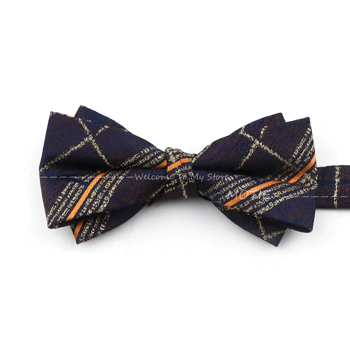 Brown Striped Bowtie For Weddings And Parties