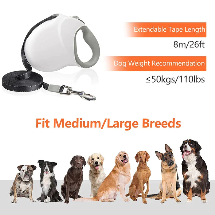 Retractable Dog Leash Heavy Duty Reflective Anti Slip