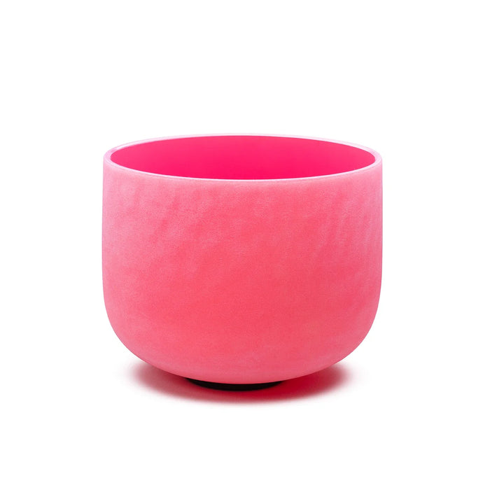 8 Inch Cdefgba Note Chakra Pink Frosted Quartz Crystal Singing Bowl With Free Rubber Mallet and O-Ring For Sound Healing