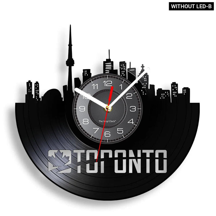 Toronto Skyline Vinyl Record Clock