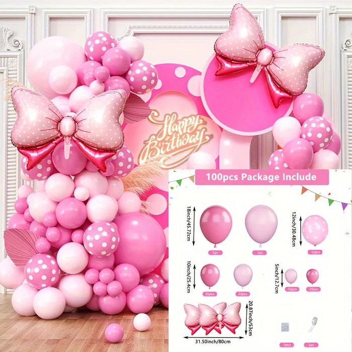100Pcs Pink Balloon Garland Arch Set Aluminum Film Bow Princess Theme Valentine'S Day Birthday And Ball Decoration