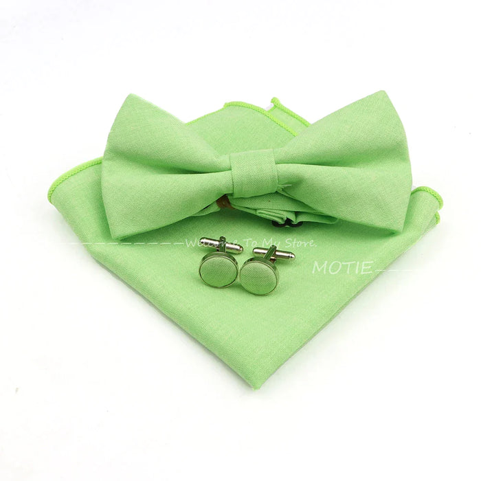 Design Cotton Handkerchief Set Adult And Kids Butterfly Bowtie Cufflink Brooch Party Suit Accessories