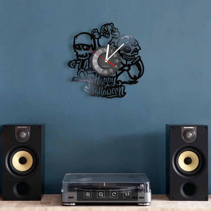 Spooky Halloween Vinyl Record Wall Clock