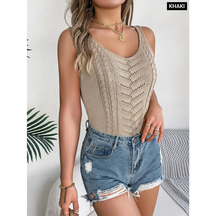 V Neck Knitted Tank Top for Women