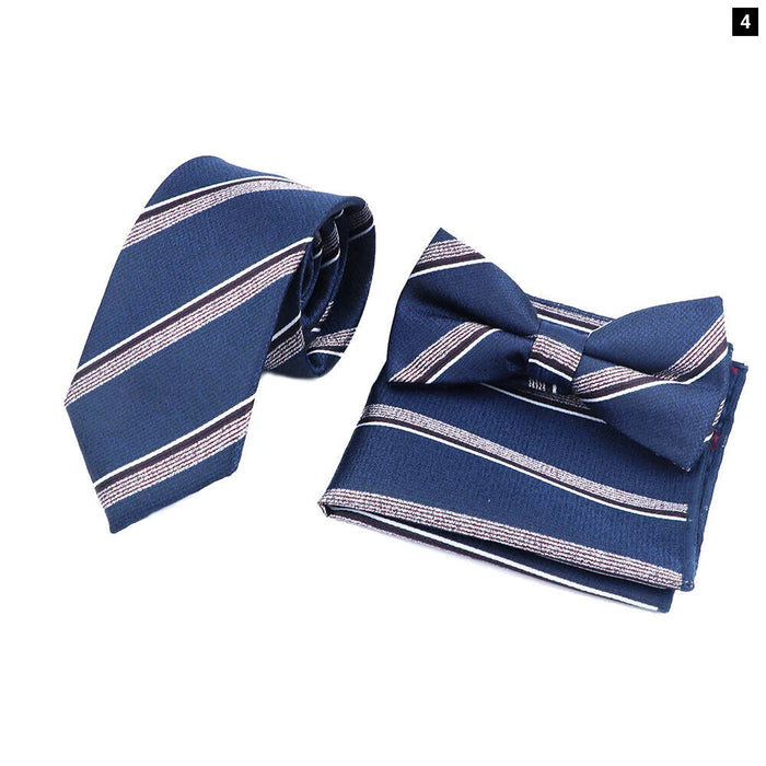 Classic Paisley Striped Necktie Set Mens Fashion Accessory