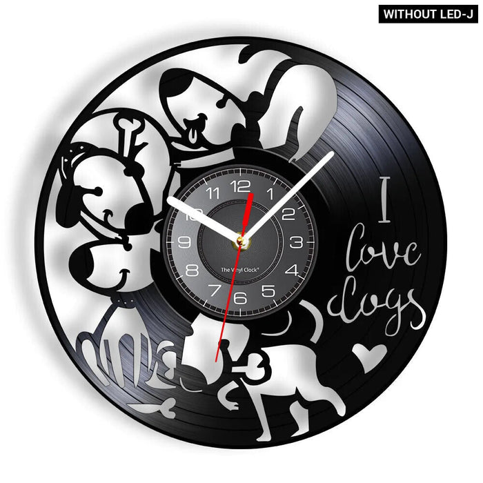 Dog Lovers Vinyl Record Wall Clock