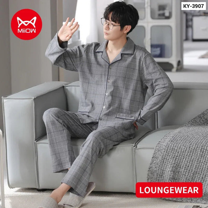 Comfy Cotton Mens Pajamas With Long Sleeves