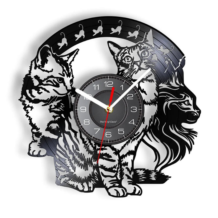 Kitten Cats Vinyl Record Wall Clock