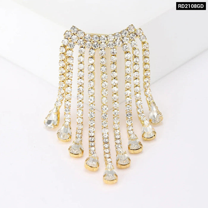 Rhinestone Tassel Lapel Pin Korean Fashion Fringe Brooch