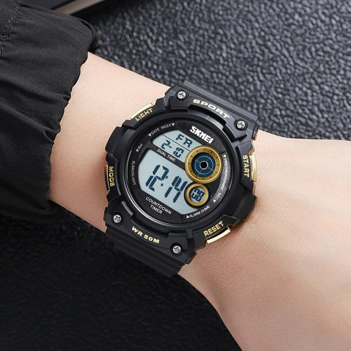 Men's TPU Band Band Digital Date Calendar Display 5ATM 50M Water Resistant Wristwatch