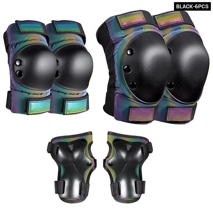 6pcs/set Rainbow Knee Elbow Pad Wrist Guard Protective Gear