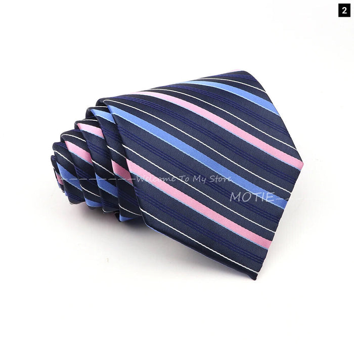 Blue Striped Polyester Tie For Men For Business Weddings And Daily Wear