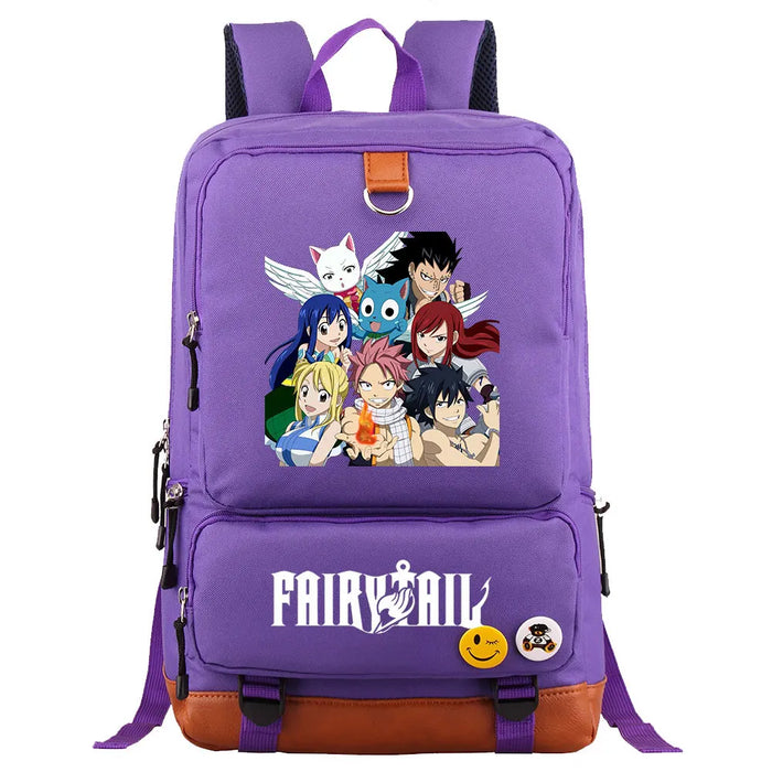 Fairy Tail Anime School Backpack For Kids Teens And Students Canvas Book Bag With Laptop Compartment For Boys And Girls