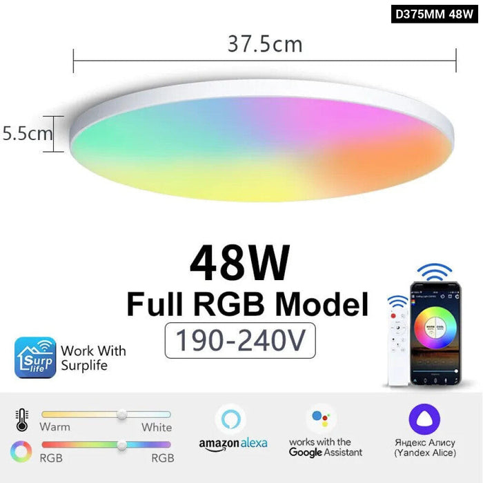 Smart Ceiling Lamps 220V 30W 48W Rgb Cct Led Lights Wifi Voice Control