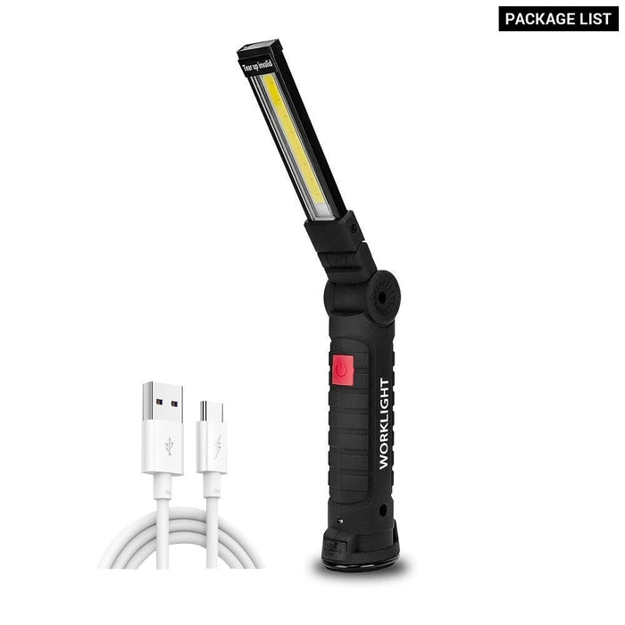 Rechargeable Camping LED Flashlight Work Light with Magnet and Hook IP64 Waterproof 5 Lighting Modes Suitable for Night Work
