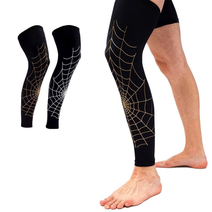 1 Piece Spiderweb Pattern Leg Compression Knee Sleeve For Cycling Running Basketball Football