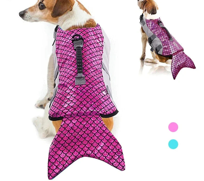 Mermaid Dog Life Jacket Adjustable Floatation Pet Vest