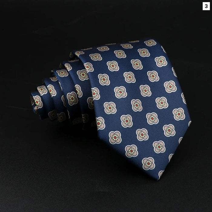 Mens Silk Tie 7.5Cm Blue Paisley Floral For Weddings And Work